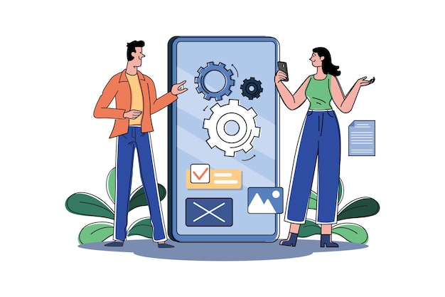 Software testen illustratie concept op witte achtergrond