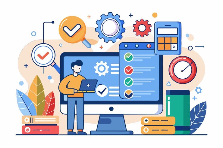 Vector 소프트웨어 테스터는 기술 환경에서 성능 메트릭을 분석하는 동안 테스트 워크플로우를 개인화합니다 소프트웨어 테스터 사용자 정의 할 수없는 일러스트레이션