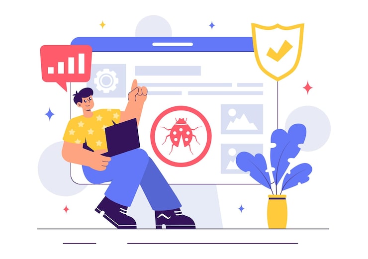 Vector software testing vector illustration featuring application engineering debugging processes development workflow programming and coding