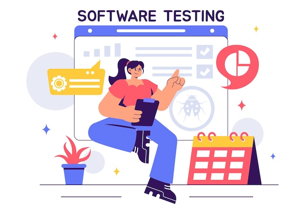アプリケーションエンジニアリング デバッグプロセス 開発ワークフロー プログラミングとコーディングを特徴とするソフトウェアテストベクトルイラストレーション