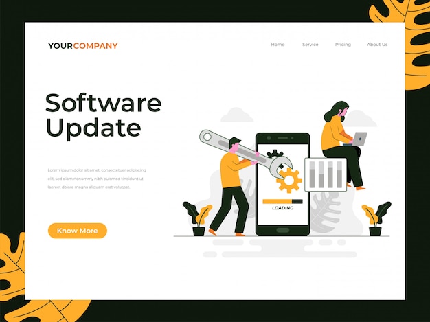 Software update landing page