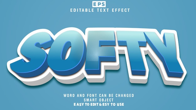 Softy 3D-bewerkbare teksteffectvector met achtergrond