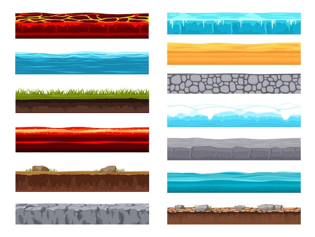 Soil ground layer cartoon game level landscape