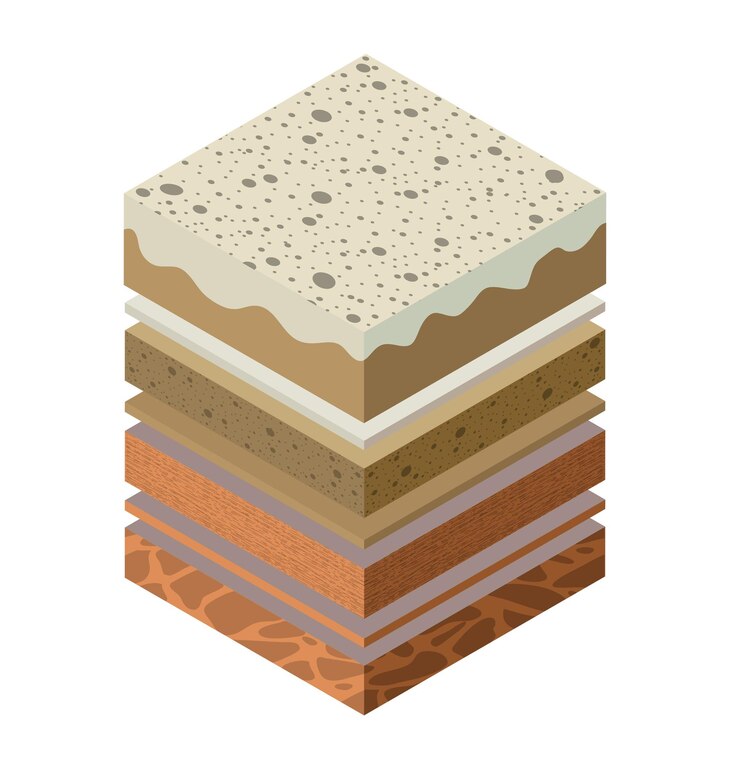 Vector soil layers geological and underground beneath nature landscape isometric slice