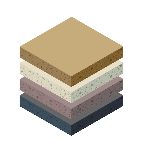 Soil layers geological and underground beneath nature landscape isometric slice