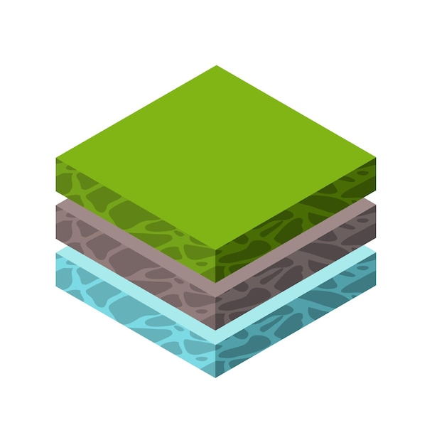 Soil layers geological and underground beneath nature landscape isometric slice