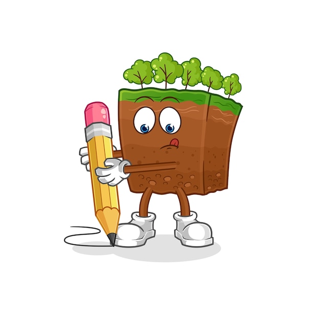 Vector soil layers write with pencil cartoon mascot vector