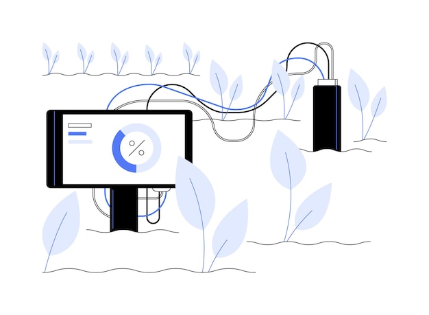 Вектор Датчик влажности почвы абстрактная концепция векторная иллюстрация обнаружение влажности почвы с использованием датчика экологии исследование устойчивого управления водными ресурсами технология умного дома абстрактная метафора
