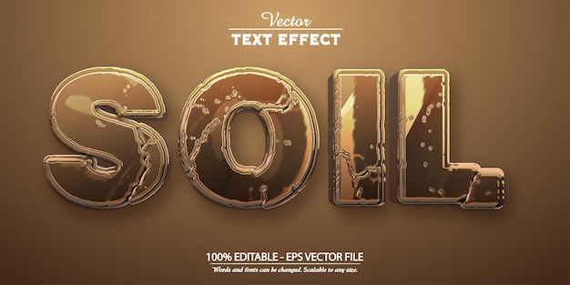 Soil text effect editable gold color text style