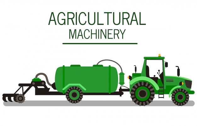 Вектор Почвообрабатывающая машина с плоским векторная иллюстрация