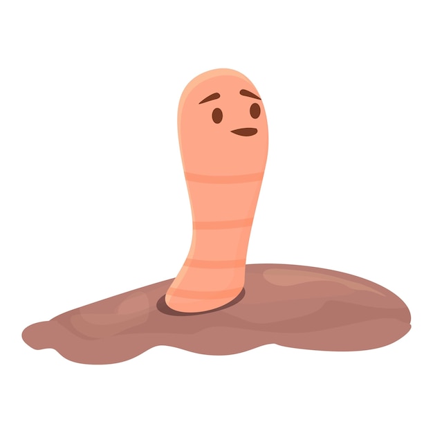 Вектор Вектор иконки почвенного червя. симпатичный компост. розовый персонаж.