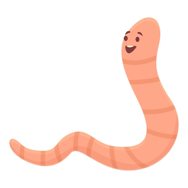 Soil worm icon cartoon vector Cute garden Red mascot