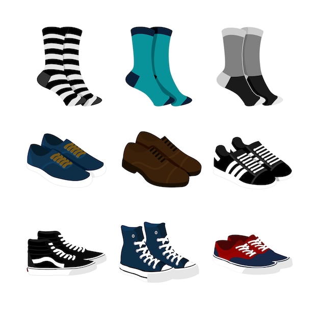 Sokken en schoenen fashion style item illustration set