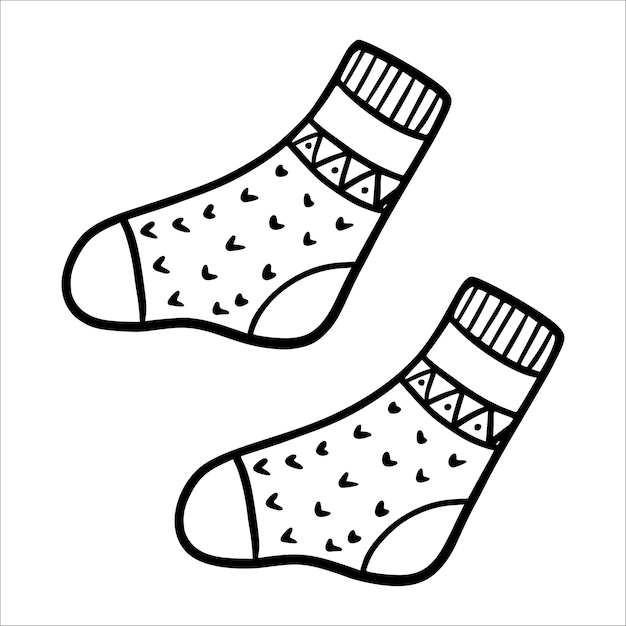 Vector sokken warme winterkleren vectorillustratie in schetsstijl gebreide sokken