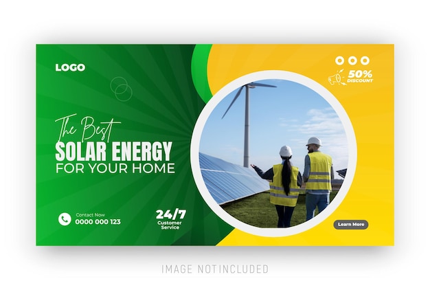 Vector solar brilliance social media post youtube video thumbnail template