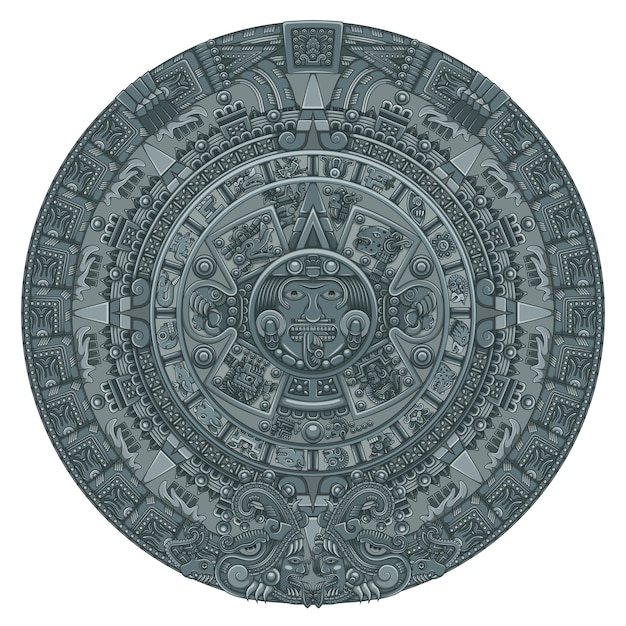 Vector solar calendar of the ancient aztec civilization