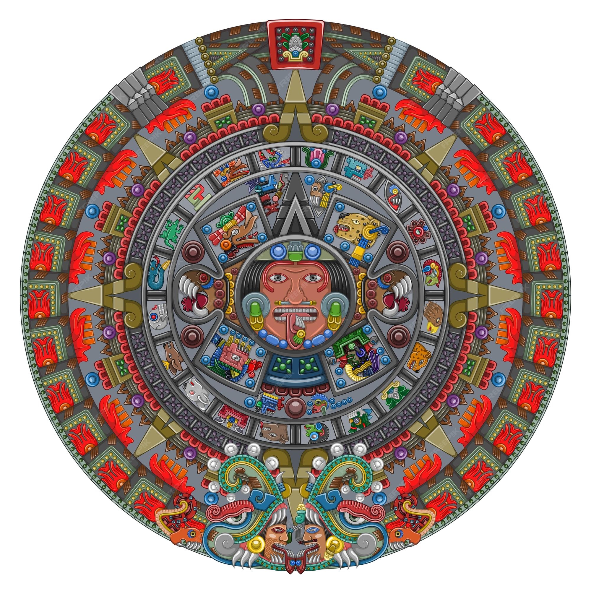 Premium Vector | Solar calendar of the ancient aztec civilization