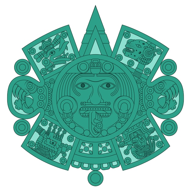 Vector solar calendar of the ancient aztec civilization