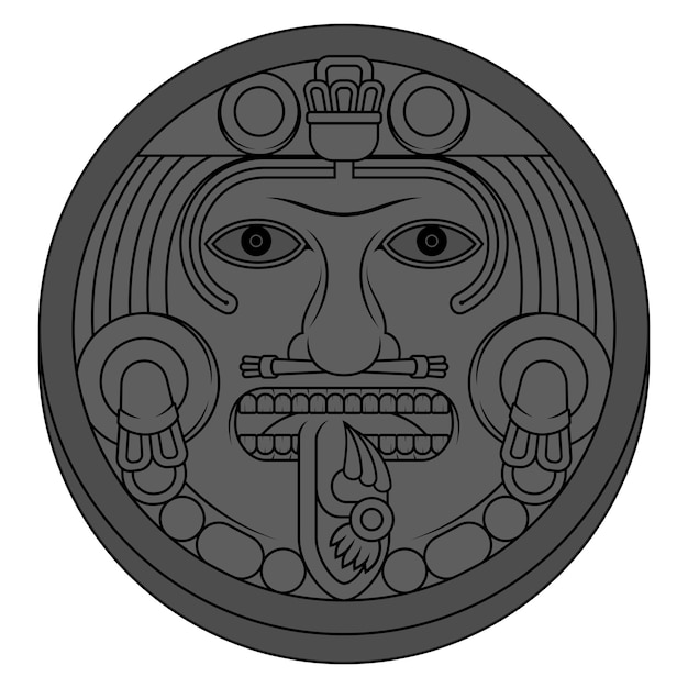 ベクトル 古代アステカ文明の太陽カレンダー