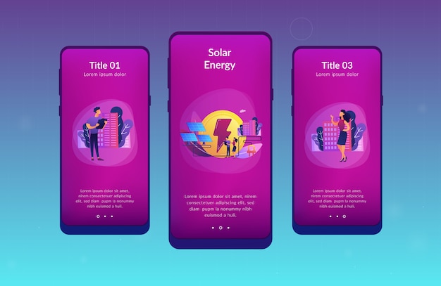 Solar energy app interface template.