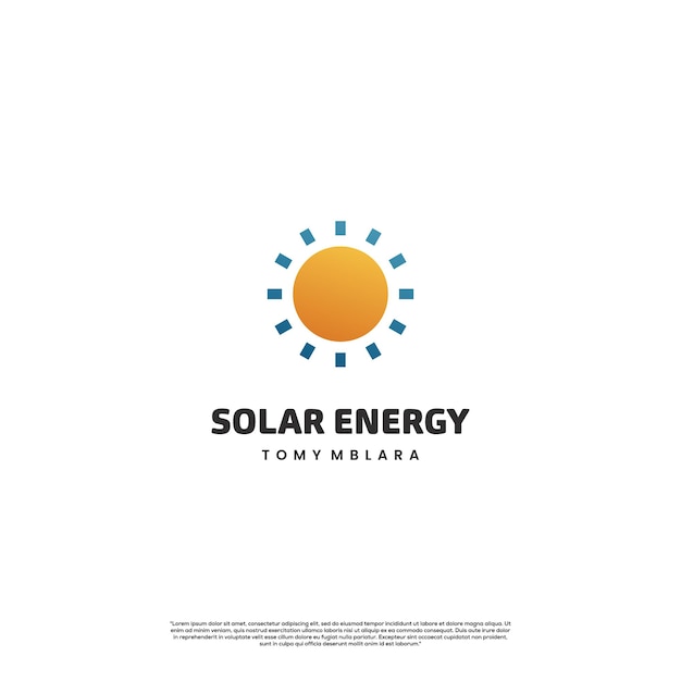 Il design del logo a energia solare su sfondo isolato raggio di sole si combina con il concetto di logo del pannello solare