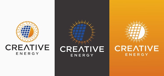 Vettore design del logo dell'energia solare logo della tecnologia moderna dell'energia solare