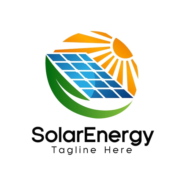 太陽エネルギーのロゴ 再生可能な緑のエネルギーのベクトル デザイン