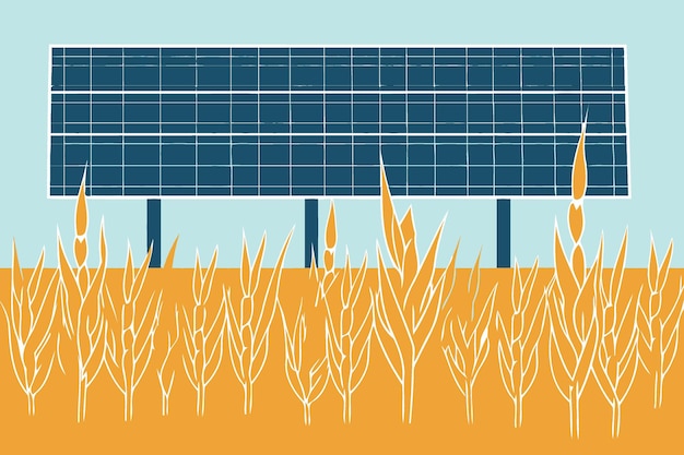 Vector solar energy panels on a field