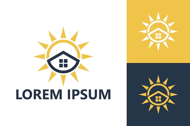 Solar energy sun house logo template design vector