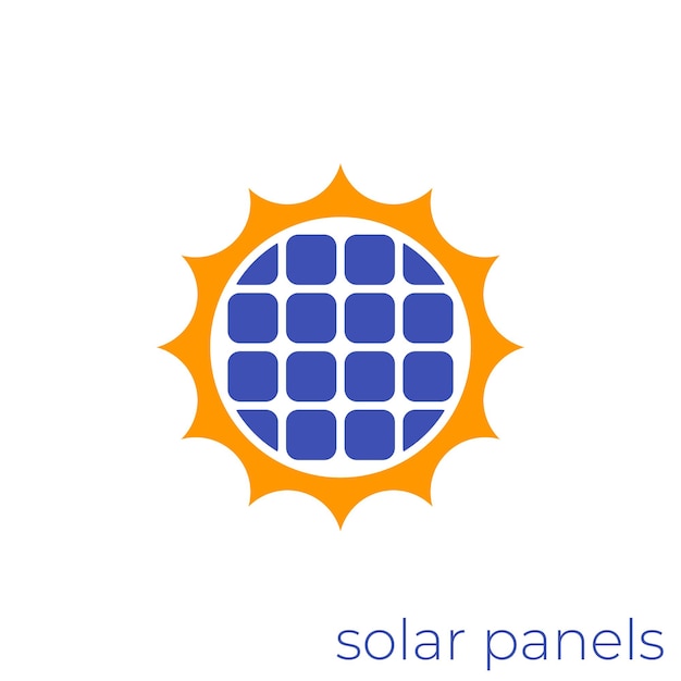 太陽エネルギー太陽とソーラー パネルのベクトルのアイコン