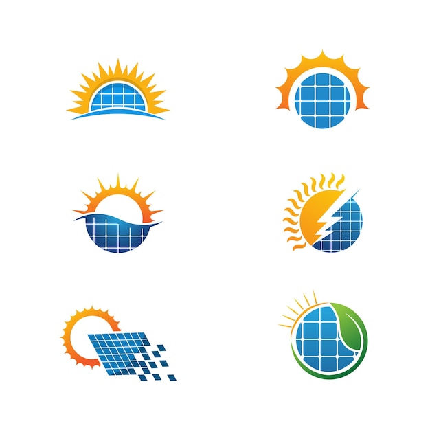 Modello di illustrazione dell'icona di vettore di energia solare