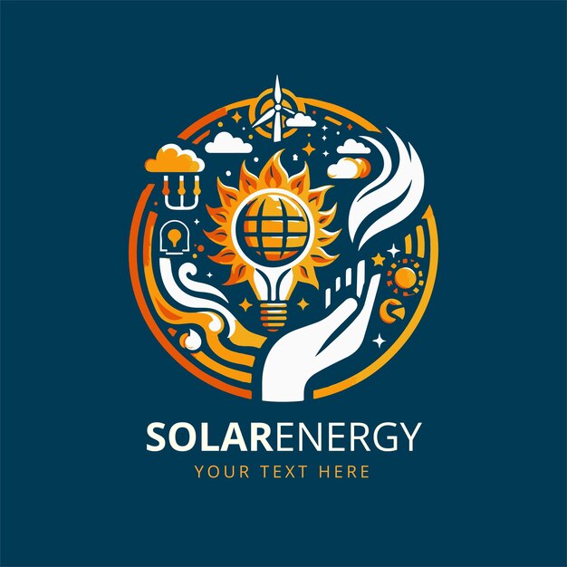 ベクトル 太陽エネルギーのベクトルイラストロゴ
