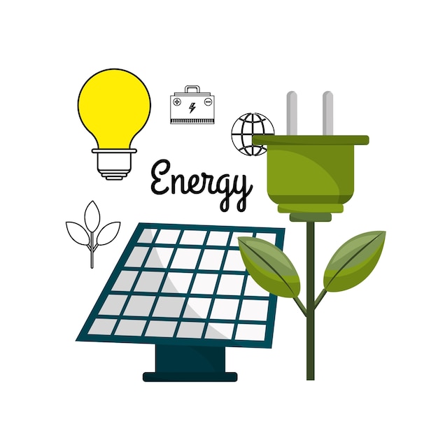 solar energy with power cable and bulb