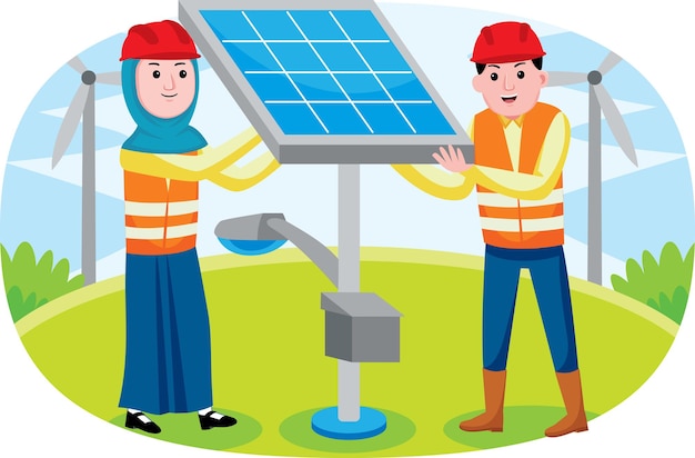 solar engineer profession in flat design style