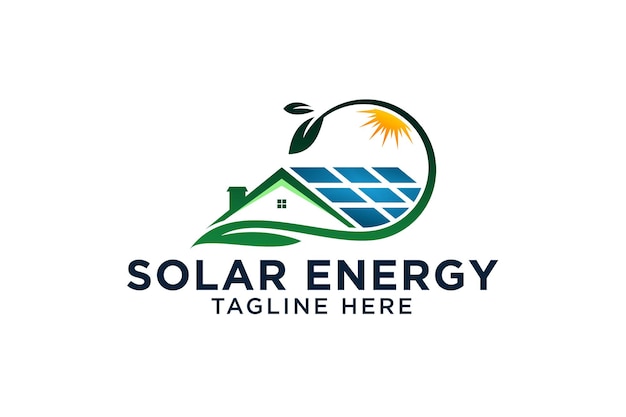 Solar home nature logo design arte vettoriale, icone e grafica vettoriali stock