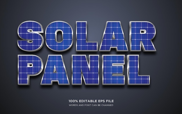 Vettore pannello solare effetto di stile di testo 3d modificabile