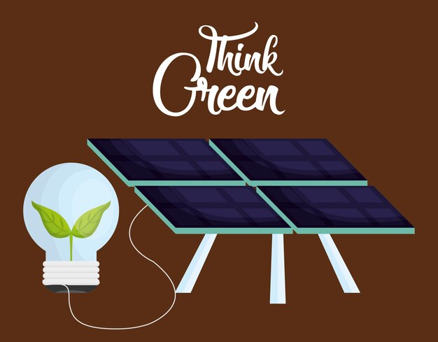 solar panel and bulb light icon