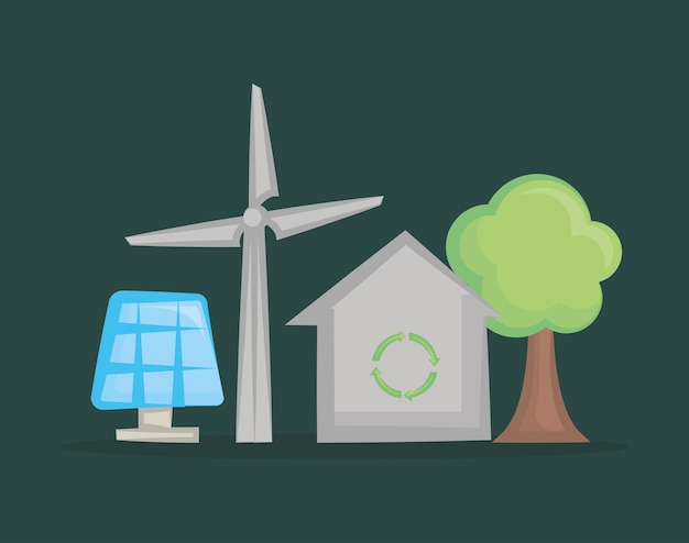 solar panel and ecology related icons