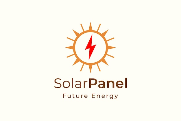 電力の製造および設置会社向けのシンプルでモダンな形状のソーラー パネル エネルギーのロゴ