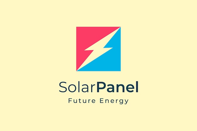 Logo energetico del pannello solare dalla forma semplice e moderna per l'azienda di produzione e installazione di energia elettrica