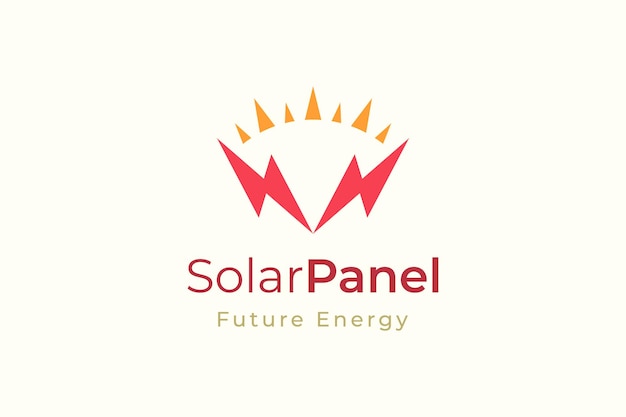 Vettore logo energetico del pannello solare dalla forma semplice e moderna per l'azienda di produzione e installazione di energia elettrica