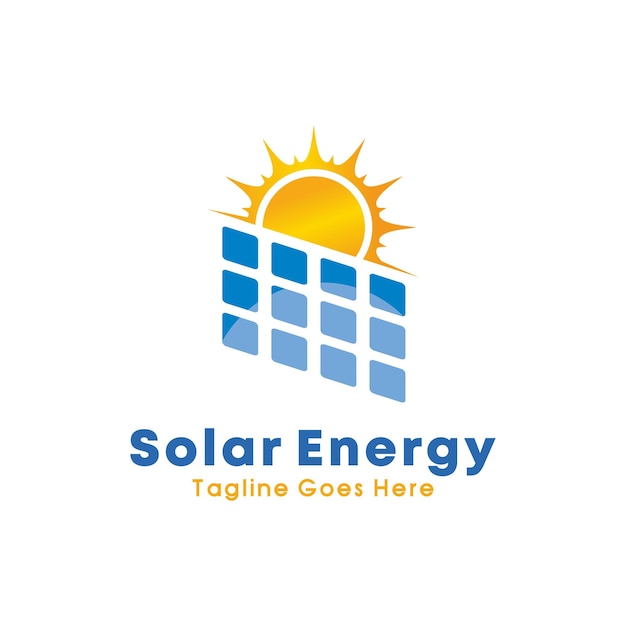 Solar panel energy premium vector logo illustration