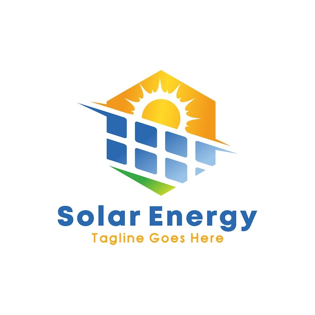 Solar panel energy premium vector logo illustration