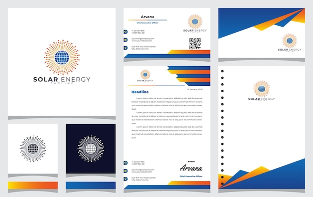 Vector solar panel logo design with the idea of the concept of earth and sunlight