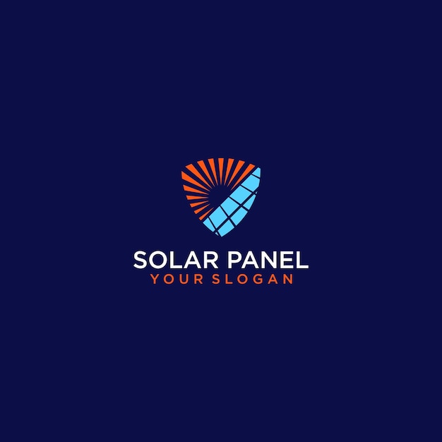 Design moderno del logo del pannello solare con ispirazione scudo