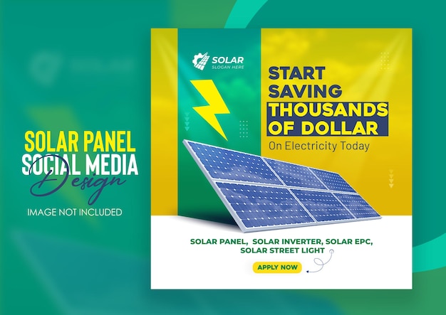 Solar panel social media post design template