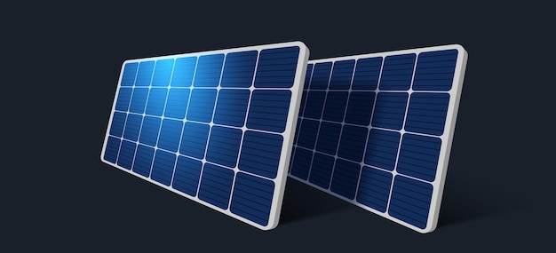 太陽電池パネル 3D 暗い背景に隔離された