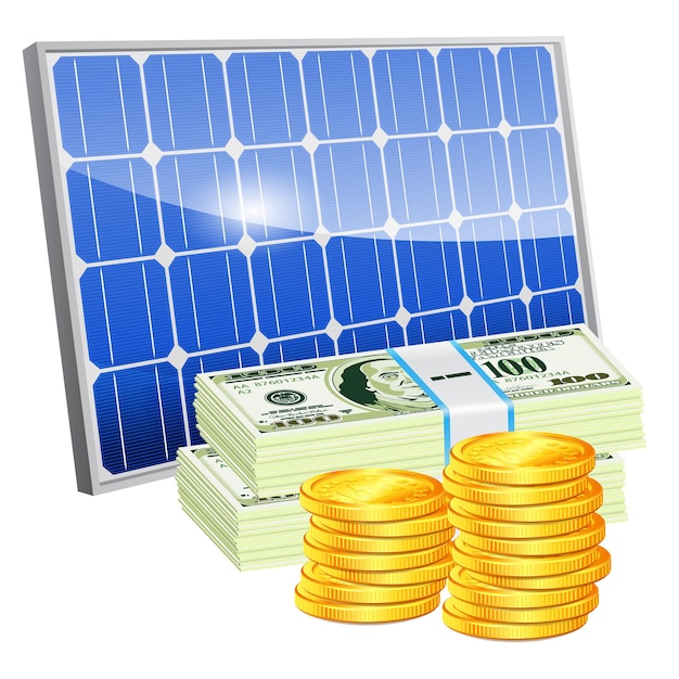 Vector solar panel with money