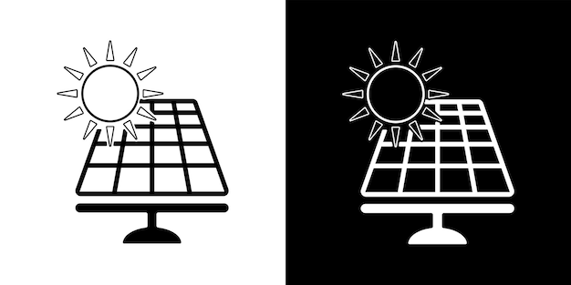 Солнечная панель с солнечной энергией Зеленая энергия Солнечная электростанция Иллюстрация векторной иконы