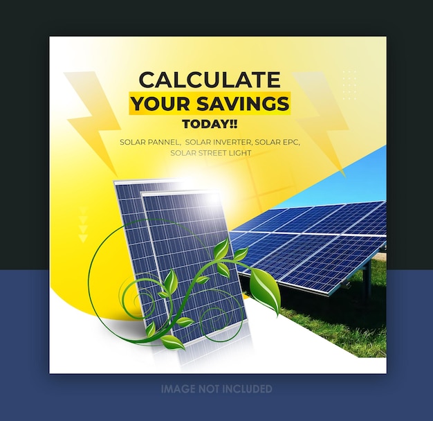 Vector solar panels social media post design template